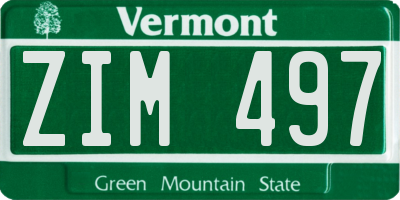 VT license plate ZIM497
