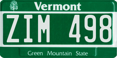 VT license plate ZIM498
