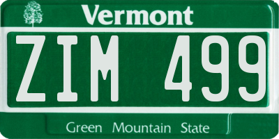 VT license plate ZIM499