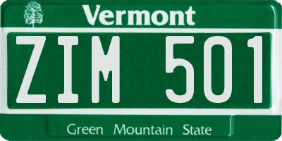 VT license plate ZIM501