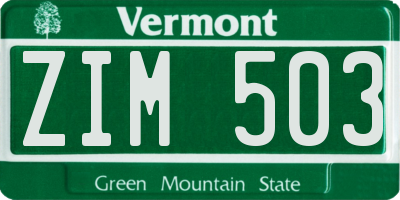VT license plate ZIM503