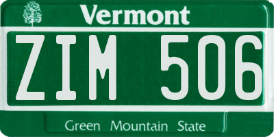 VT license plate ZIM506