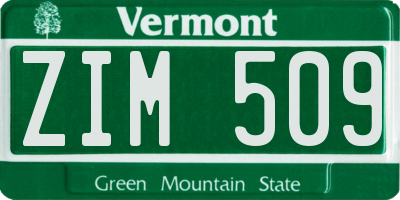 VT license plate ZIM509