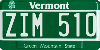VT license plate ZIM510