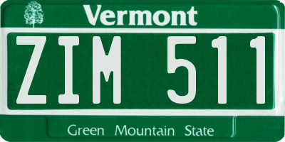 VT license plate ZIM511