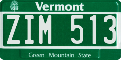 VT license plate ZIM513