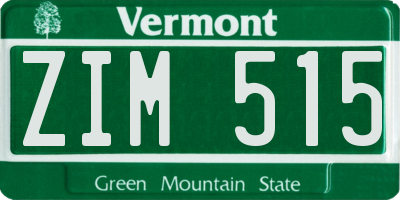 VT license plate ZIM515