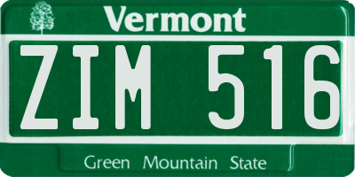 VT license plate ZIM516