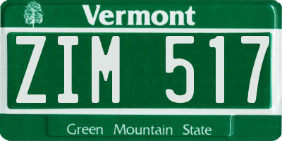 VT license plate ZIM517