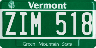 VT license plate ZIM518