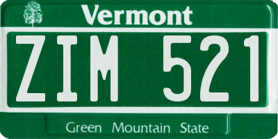 VT license plate ZIM521