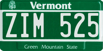 VT license plate ZIM525