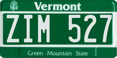 VT license plate ZIM527