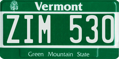 VT license plate ZIM530