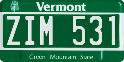 VT license plate ZIM531