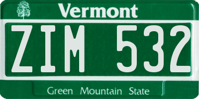 VT license plate ZIM532