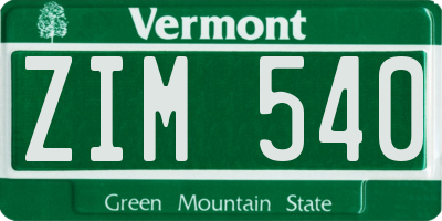 VT license plate ZIM540