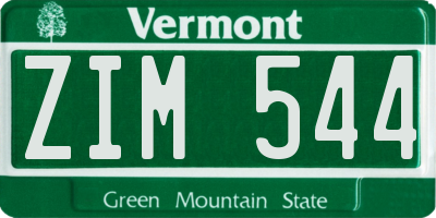 VT license plate ZIM544