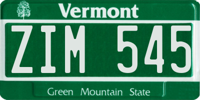 VT license plate ZIM545