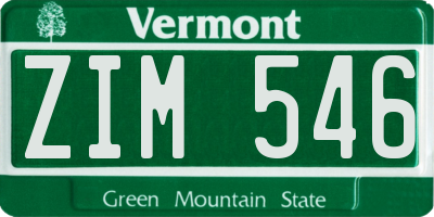 VT license plate ZIM546