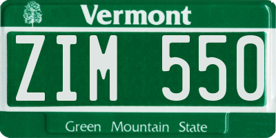 VT license plate ZIM550