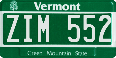 VT license plate ZIM552