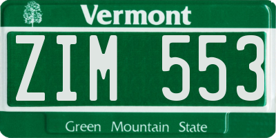 VT license plate ZIM553