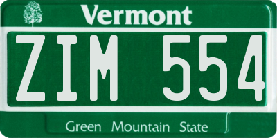 VT license plate ZIM554