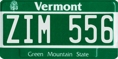 VT license plate ZIM556