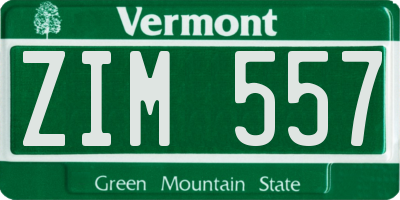 VT license plate ZIM557