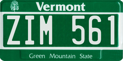 VT license plate ZIM561