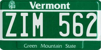 VT license plate ZIM562