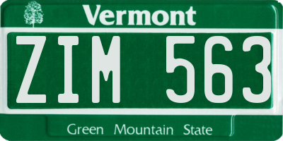 VT license plate ZIM563