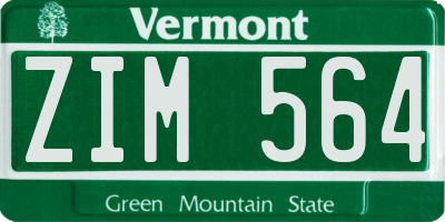 VT license plate ZIM564