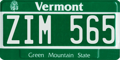 VT license plate ZIM565