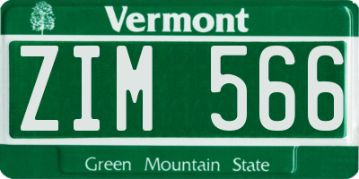 VT license plate ZIM566