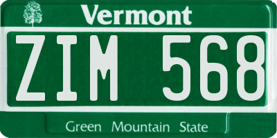 VT license plate ZIM568