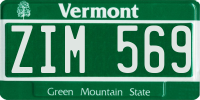 VT license plate ZIM569