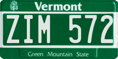 VT license plate ZIM572