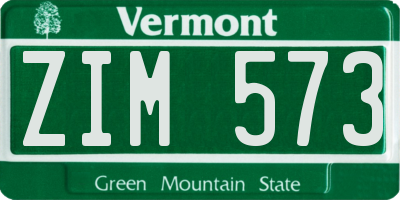VT license plate ZIM573