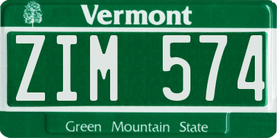 VT license plate ZIM574