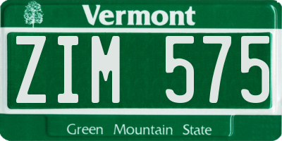 VT license plate ZIM575