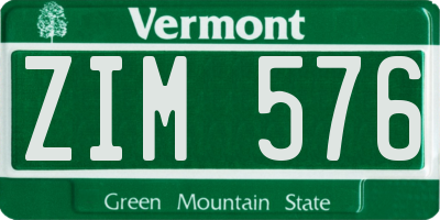 VT license plate ZIM576