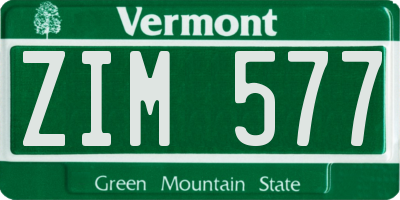 VT license plate ZIM577