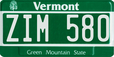 VT license plate ZIM580