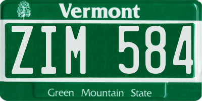 VT license plate ZIM584