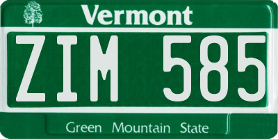 VT license plate ZIM585