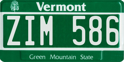 VT license plate ZIM586
