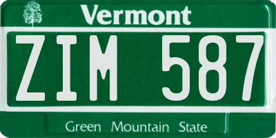 VT license plate ZIM587