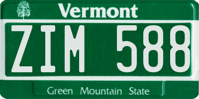 VT license plate ZIM588